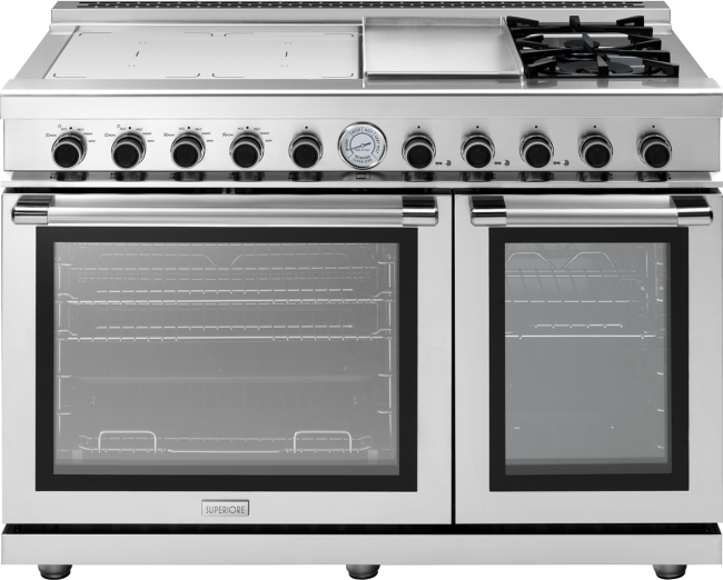 Range NEXT 48 Panorama Stainless steel - 4 induction, griddle, 2 gas and 2  gas ovens